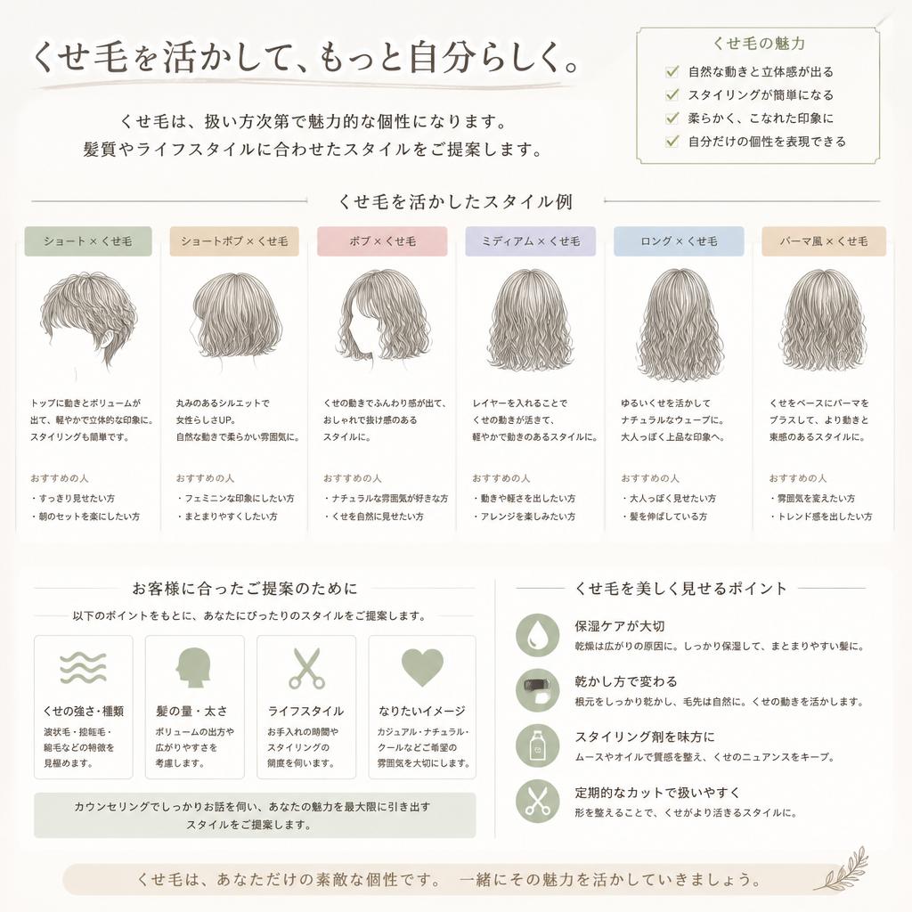 くせ毛を活かすスタイル