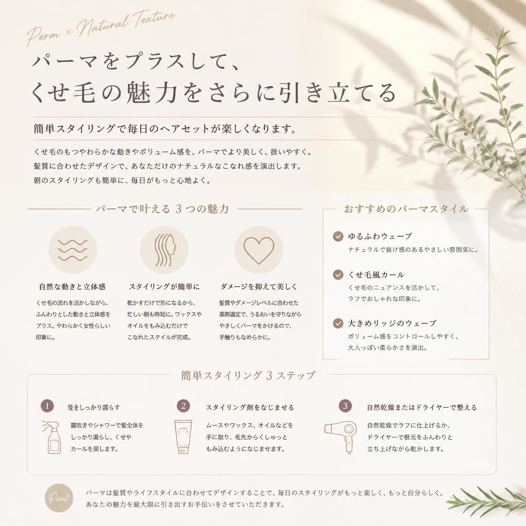 パーマで自由にスタイリング